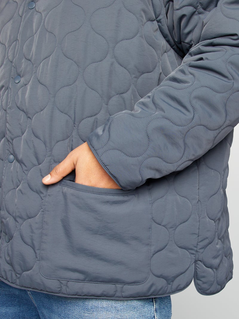 Blusão de penas acolchoado com mangas amovíveis AZUL - Kiabi