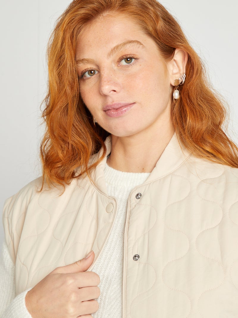 Blusão de penas acolchoado com mangas amovíveis BEGE - Kiabi