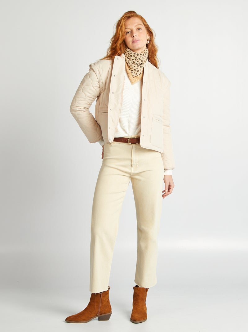 Blusão de penas acolchoado com mangas amovíveis BEGE - Kiabi