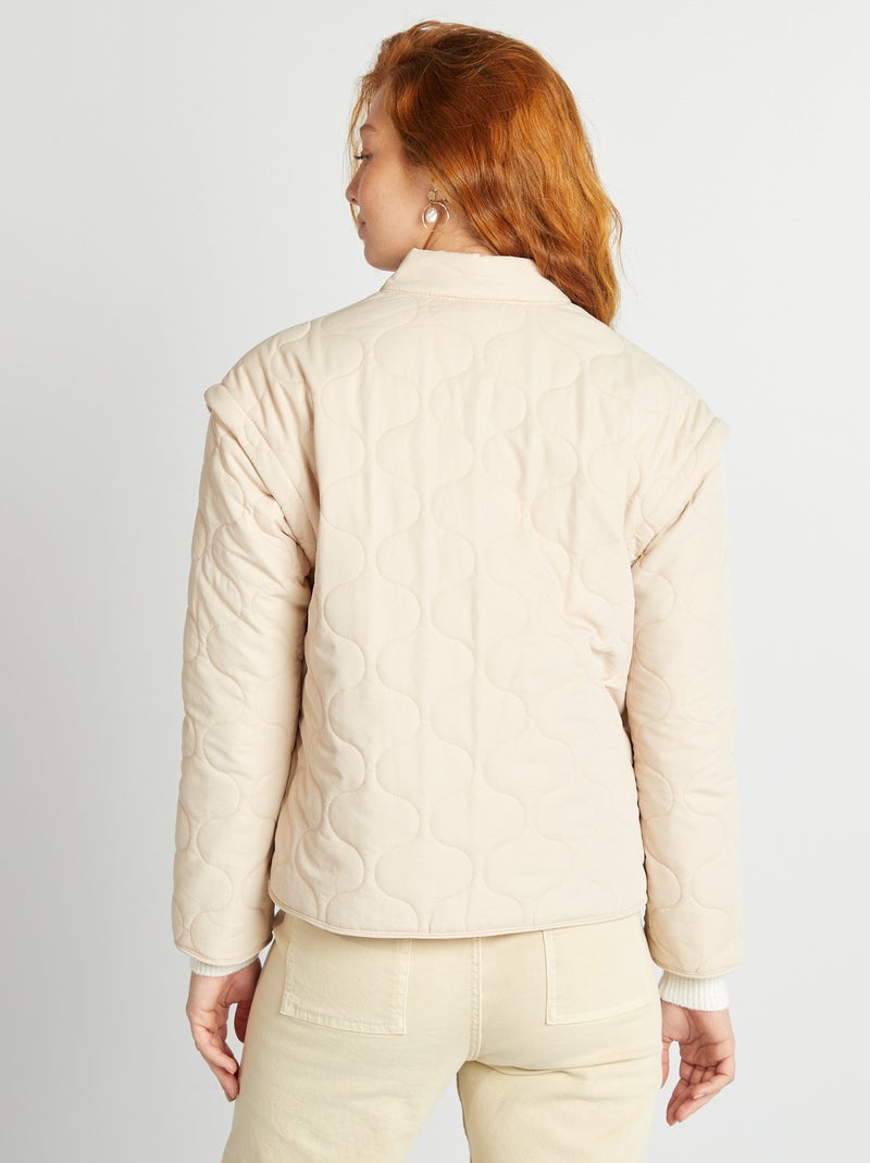 Blusão de penas acolchoado com mangas amovíveis BEGE - Kiabi