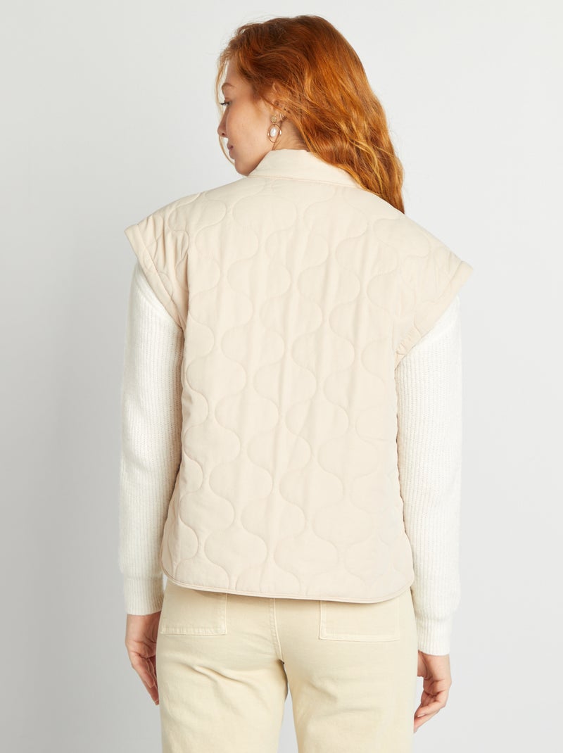 Blusão de penas acolchoado com mangas amovíveis BEGE - Kiabi