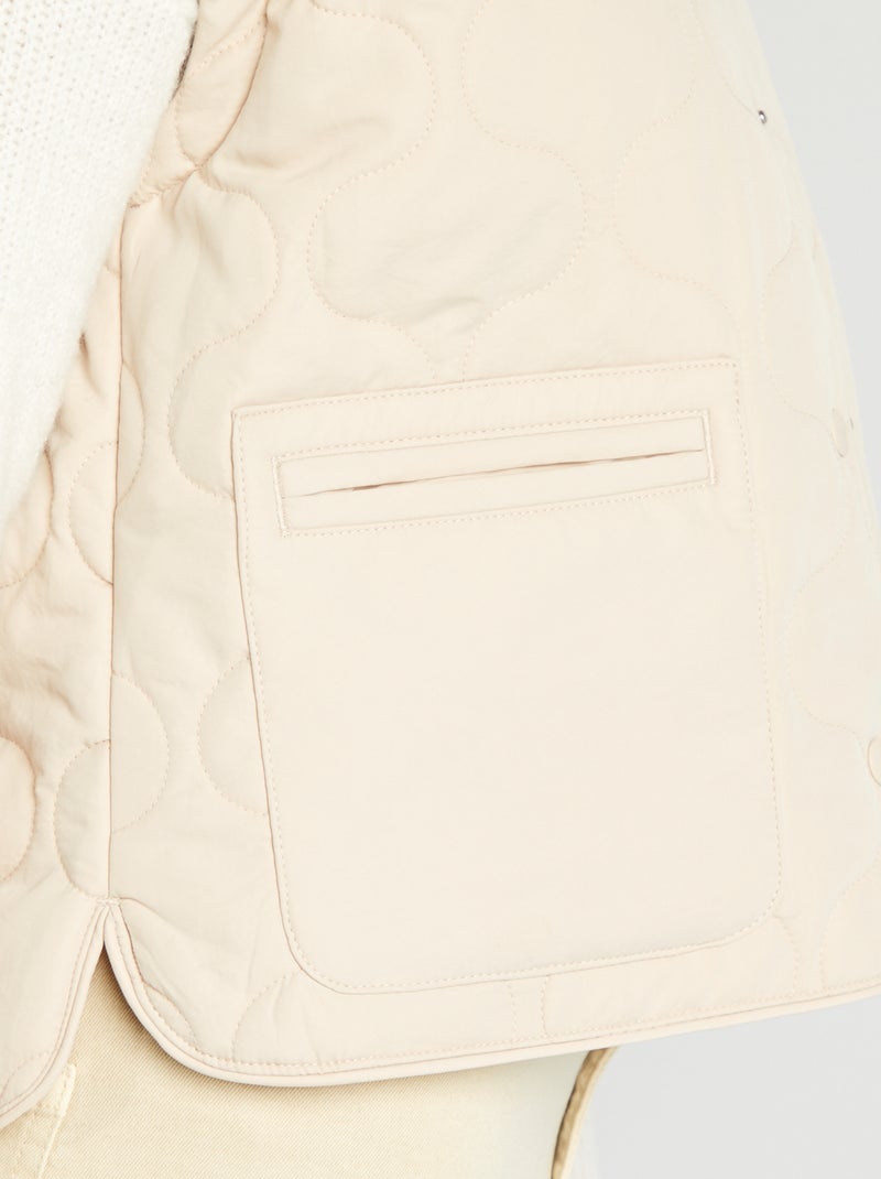 Blusão de penas acolchoado com mangas amovíveis BEGE - Kiabi