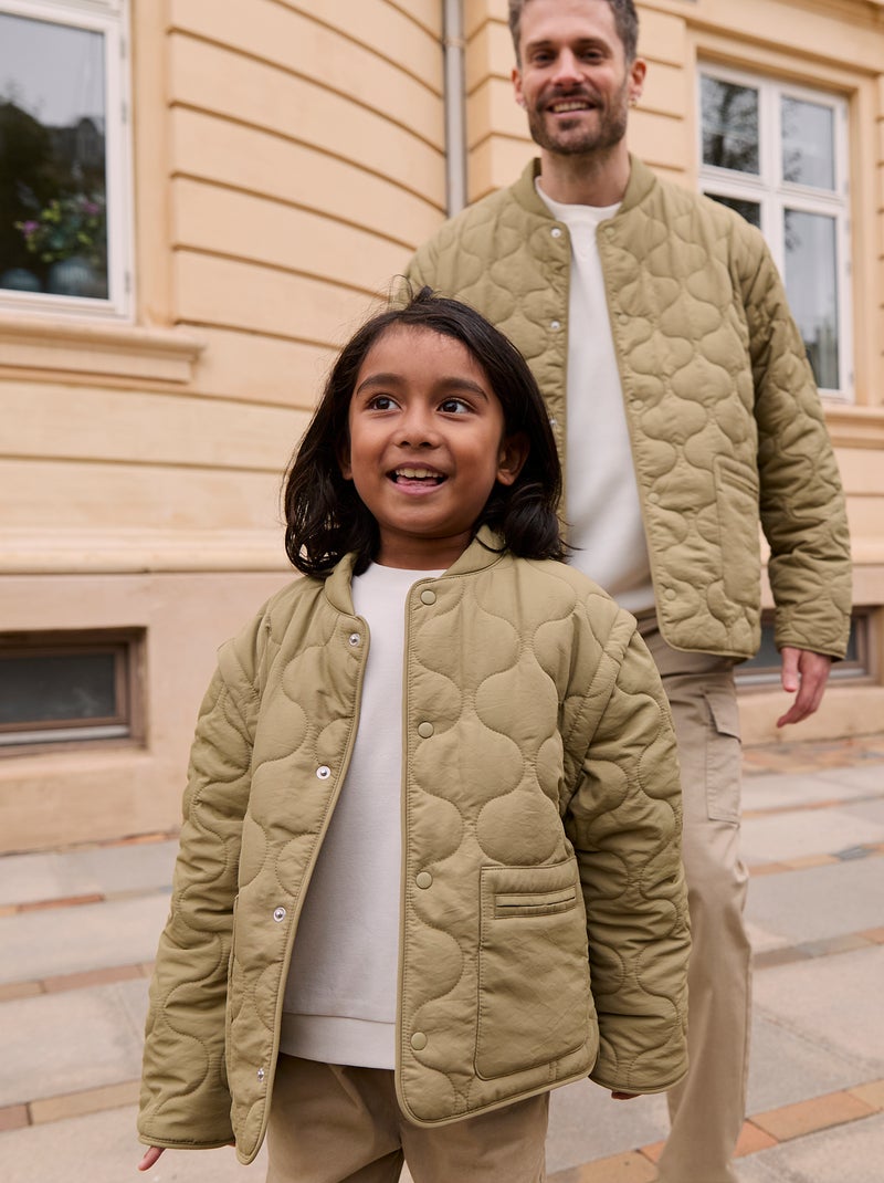 Blusão de penas acolchoado com mangas amovíveis CAQUI - Kiabi