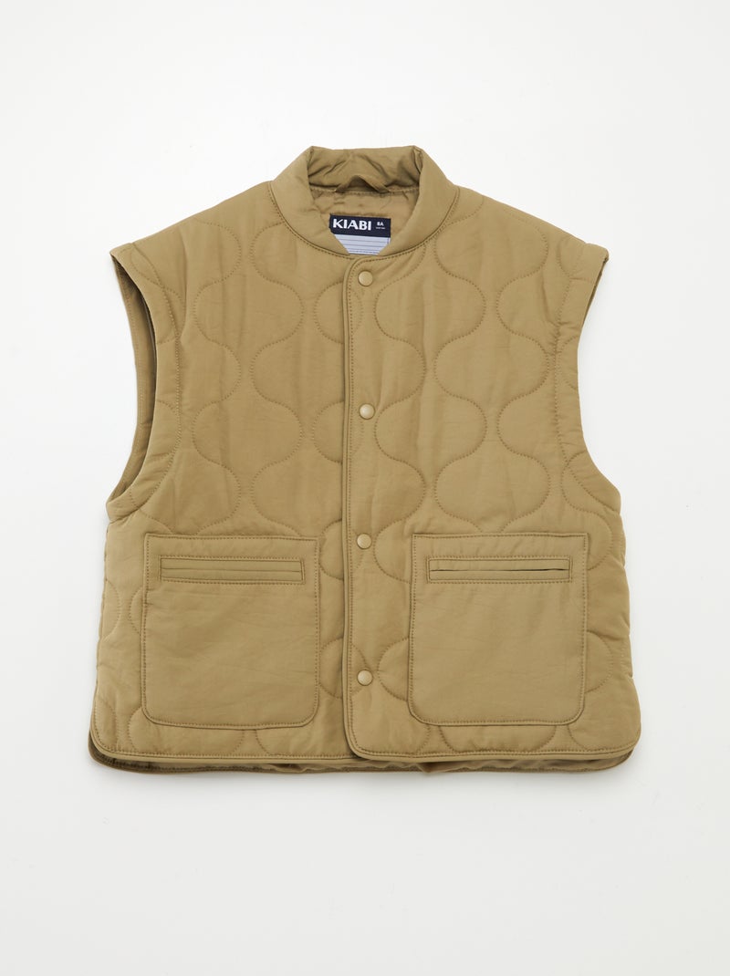 Blusão de penas acolchoado com mangas amovíveis CAQUI - Kiabi