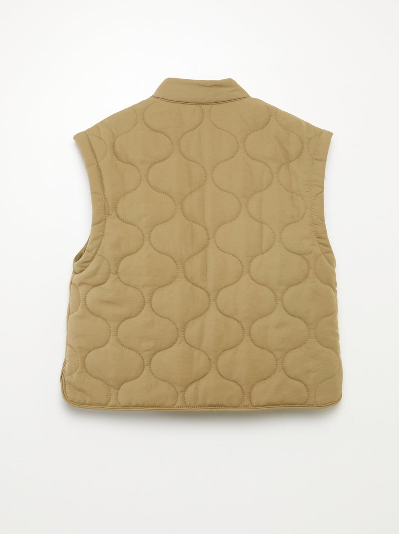 Blusão de penas acolchoado com mangas amovíveis CAQUI - Kiabi