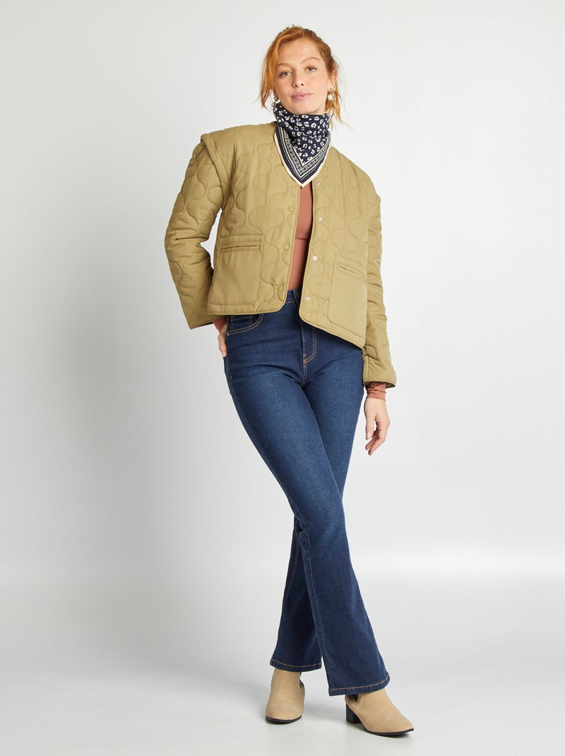 Blusão de penas acolchoado com mangas amovíveis CAQUI - Kiabi