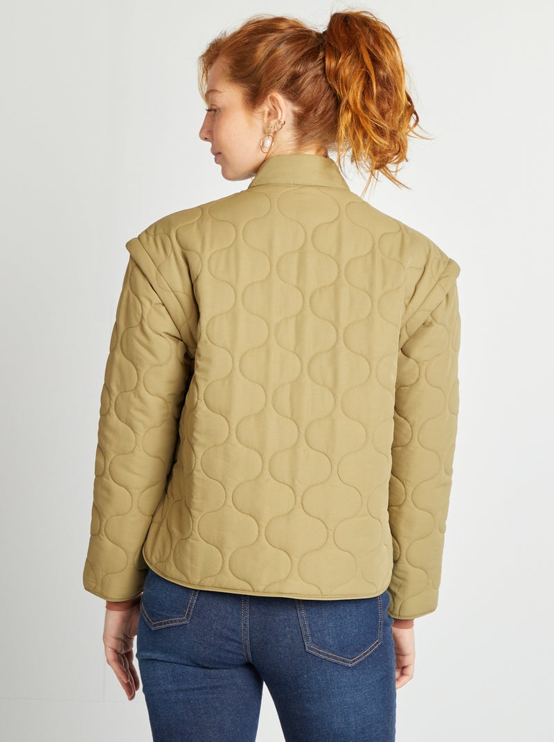 Blusão de penas acolchoado com mangas amovíveis CAQUI - Kiabi