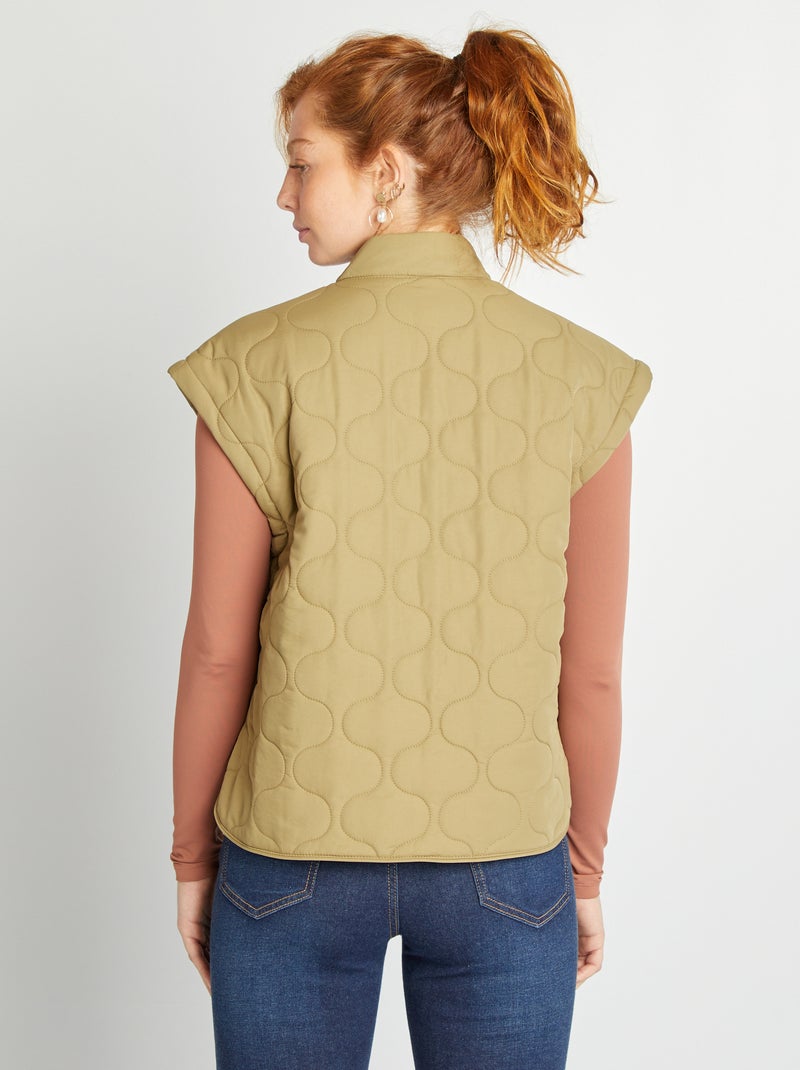 Blusão de penas acolchoado com mangas amovíveis CAQUI - Kiabi