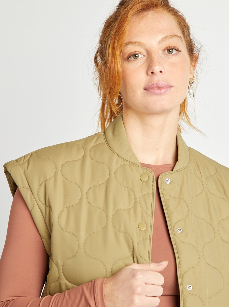 Blusão de penas acolchoado com mangas amovíveis CAQUI - Kiabi