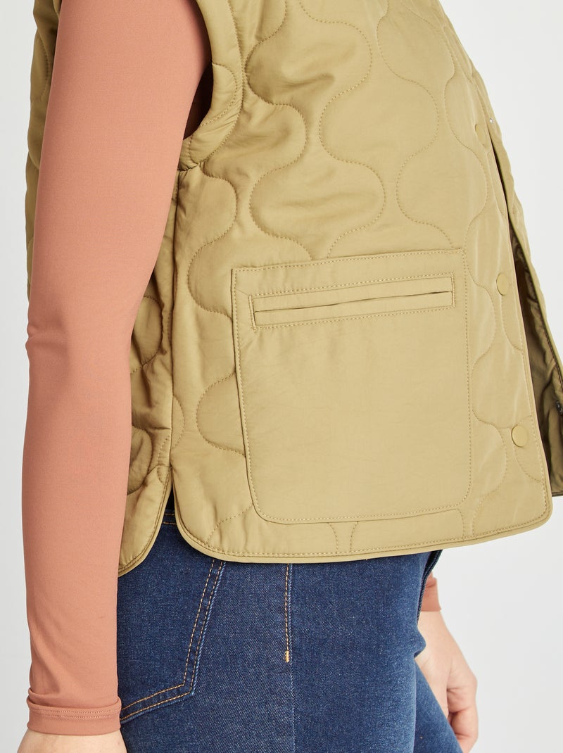 Blusão de penas acolchoado com mangas amovíveis CAQUI - Kiabi