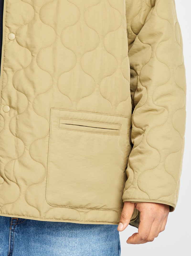 Blusão de penas acolchoado com mangas amovíveis CAQUI - Kiabi