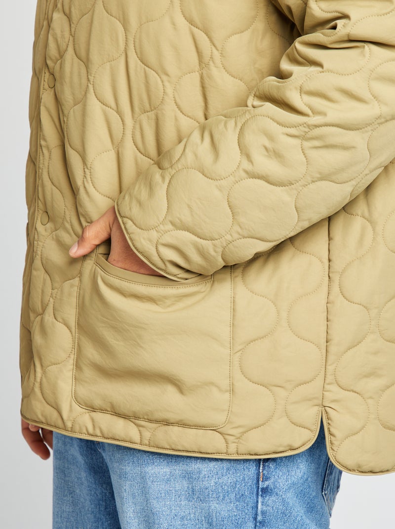 Blusão de penas acolchoado com mangas amovíveis CAQUI - Kiabi