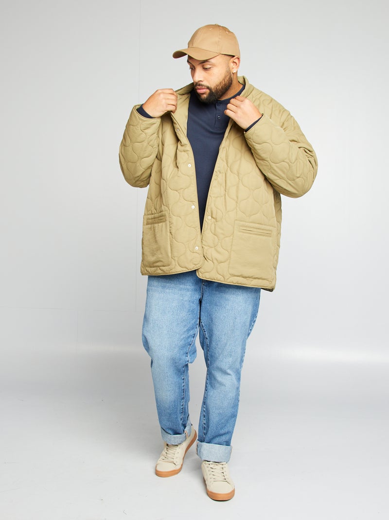 Blusão de penas acolchoado com mangas amovíveis CAQUI - Kiabi