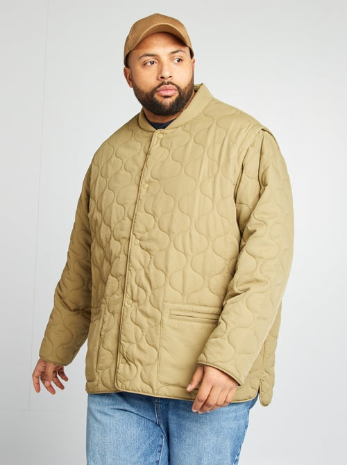 Blusão de penas acolchoado com mangas amovíveis - Kiabi