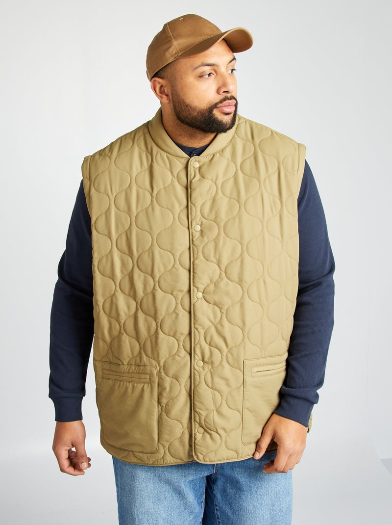 Blusão de penas acolchoado com mangas amovíveis CAQUI - Kiabi