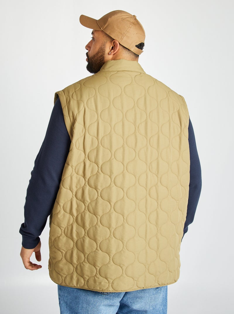 Blusão de penas acolchoado com mangas amovíveis CAQUI - Kiabi