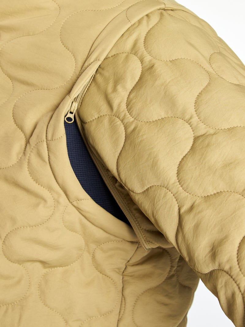 Blusão de penas acolchoado com mangas amovíveis CAQUI - Kiabi
