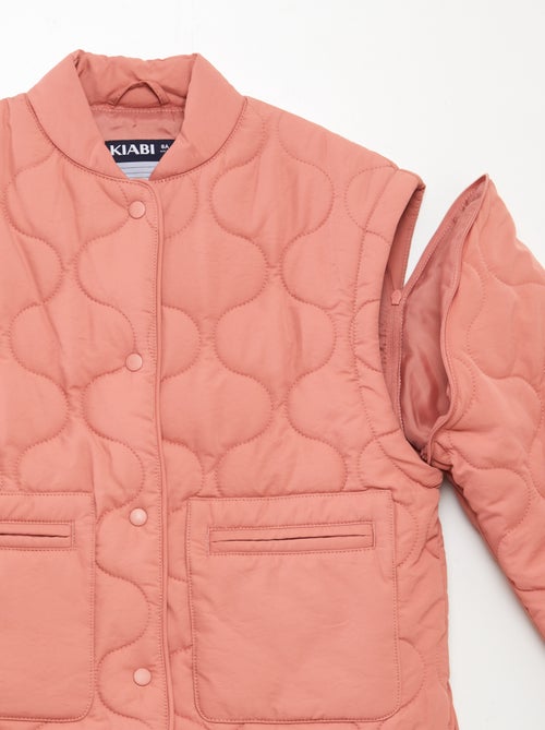 Blusão de penas acolchoado com mangas amovíveis - Kiabi