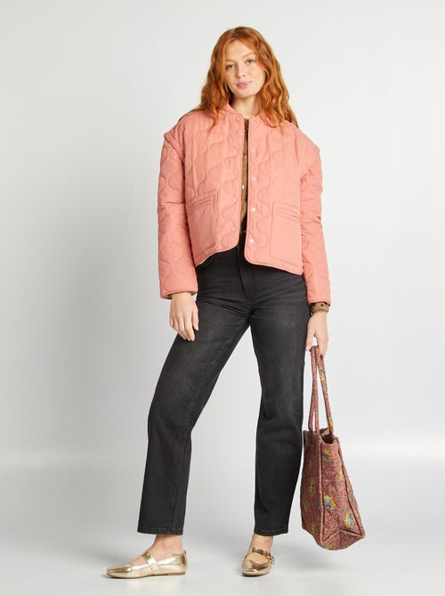 Blusão de penas acolchoado com mangas amovíveis - Kiabi