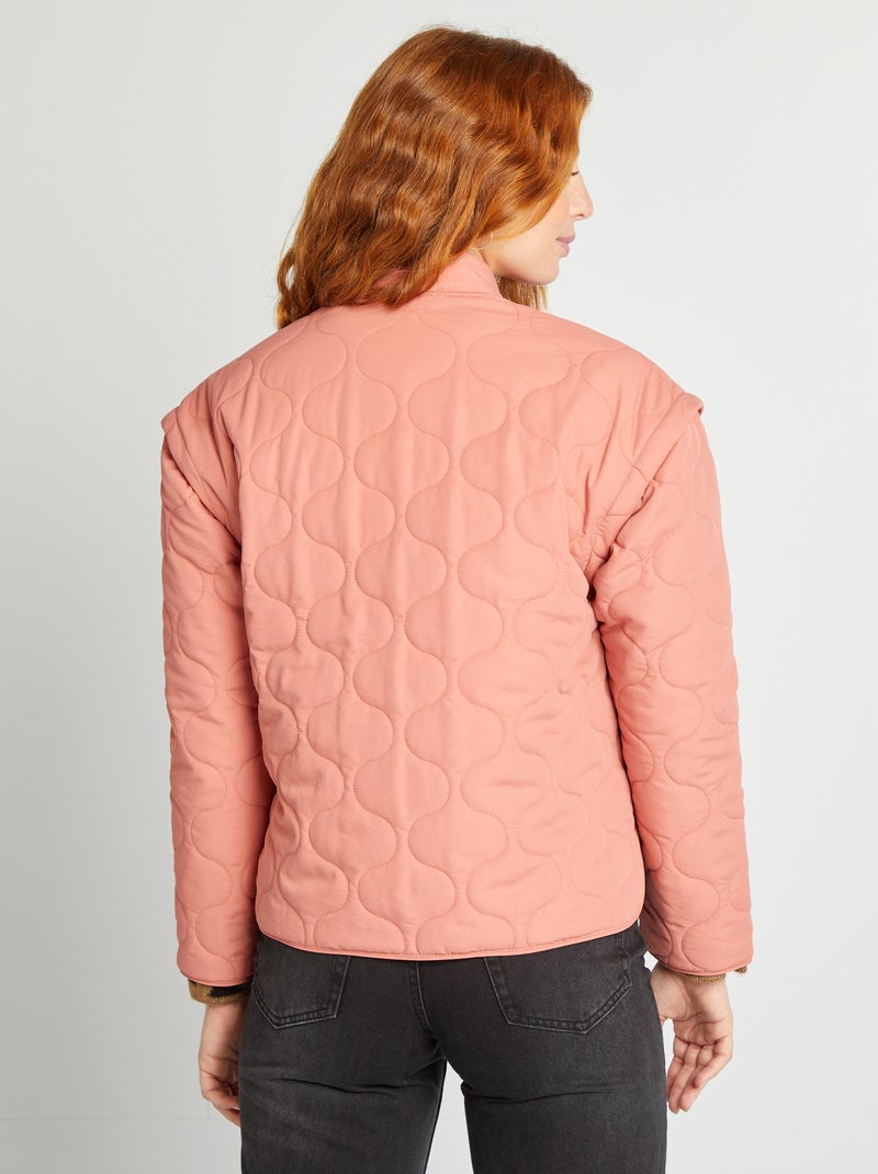 Blusão de penas acolchoado com mangas amovíveis ROSA - Kiabi
