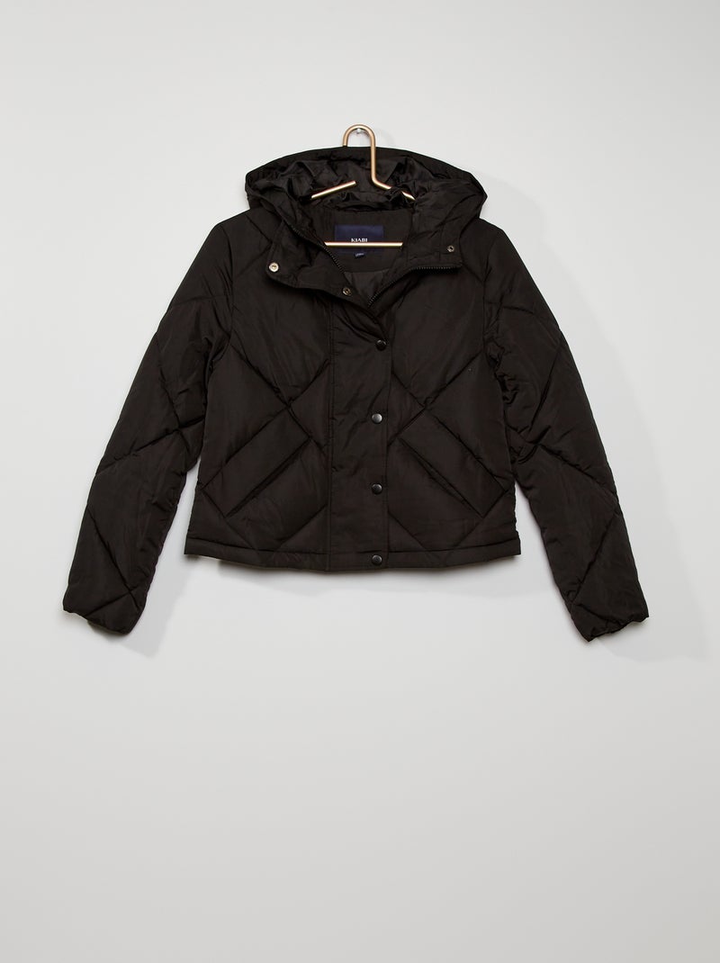 Blusão de penas almofadado com efeito 'quilted' Preto - Kiabi