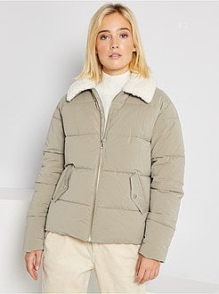 Blusão de penas com gola em sherpa - Kiabi