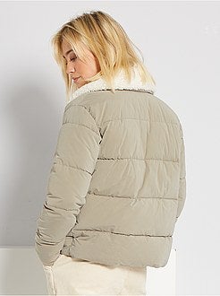 Blusão de penas com gola em sherpa - Kiabi