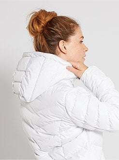 Blusão de penas comprido com capuz - Kiabi