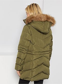 Blusão de penas comprido com capuz - Kiabi