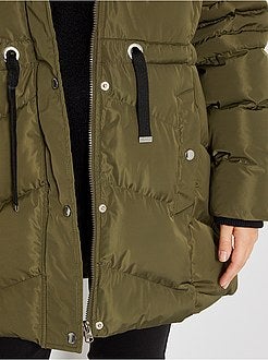 Blusão de penas comprido com capuz - Kiabi