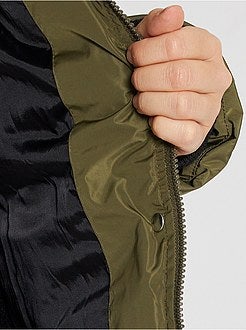 Blusão de penas comprido com capuz - Kiabi