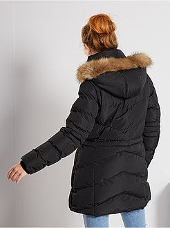 Blusão de penas comprido com capuz - Kiabi