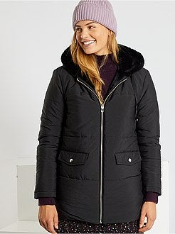 Blusão de penas comprido reversível - Kiabi