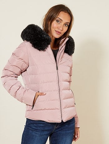Blusão de penas curto com capuz - Kiabi