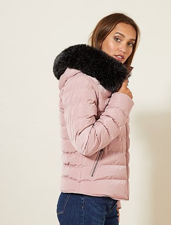 Blusão de penas curto com capuz - Kiabi