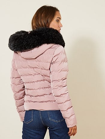 Blusão de penas curto com capuz - Kiabi