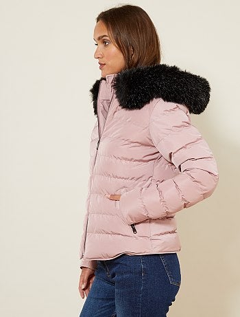 Blusão de penas curto com capuz - Kiabi