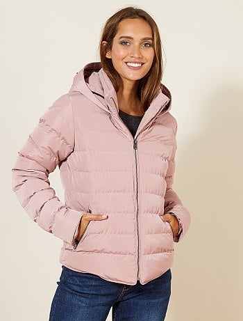 Blusão de penas curto com capuz - Kiabi