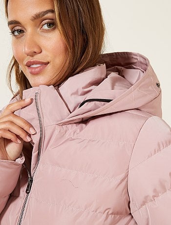 Blusão de penas curto com capuz - Kiabi