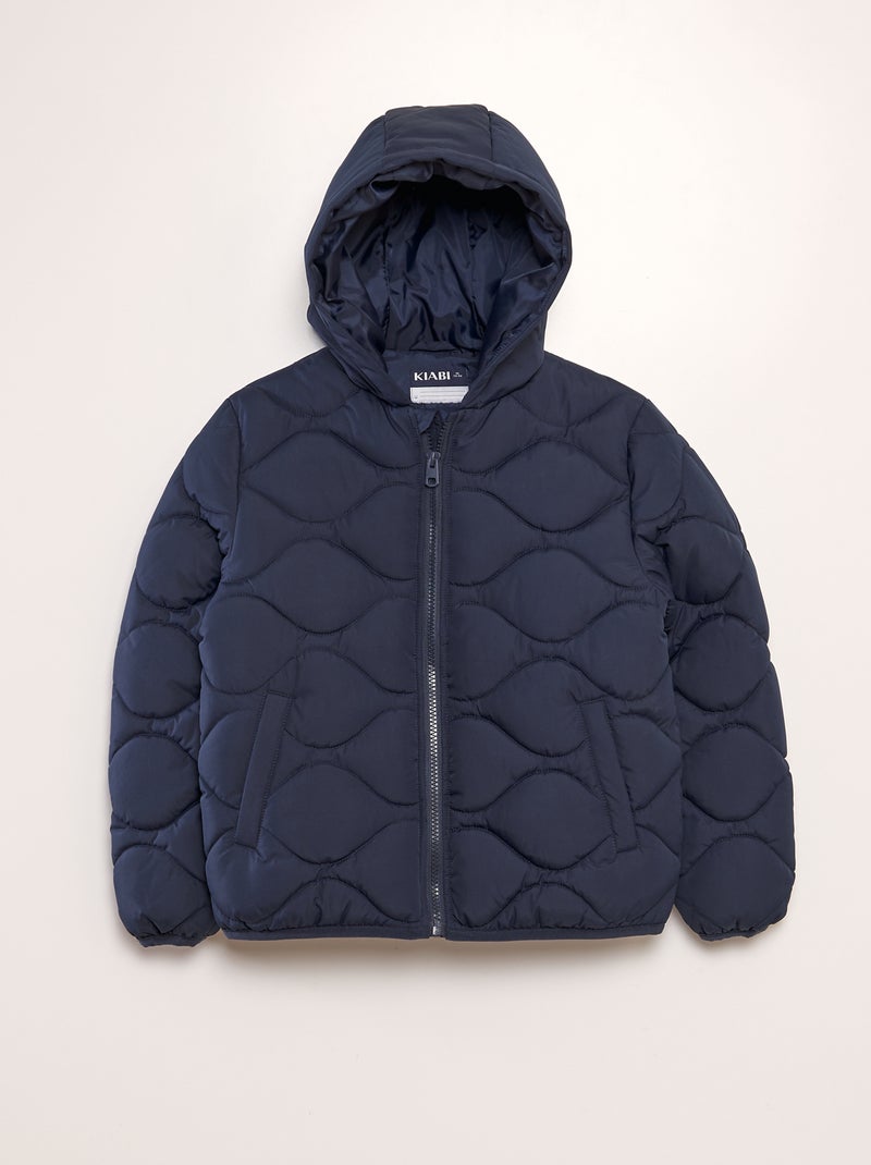 Blusão de penas de malha quilt com capuz AZUL - Kiabi