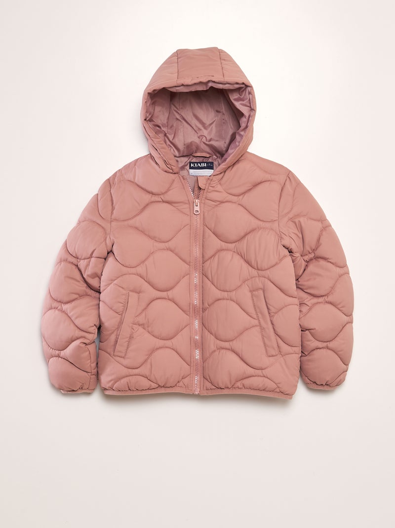 Blusão de penas de malha quilt com capuz ROSA - Kiabi