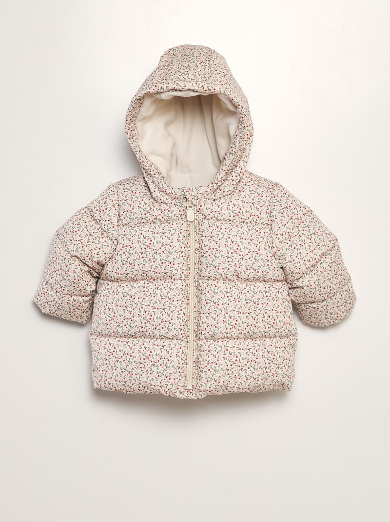 Blusão de penas estampado com forro polar BEGE - Kiabi