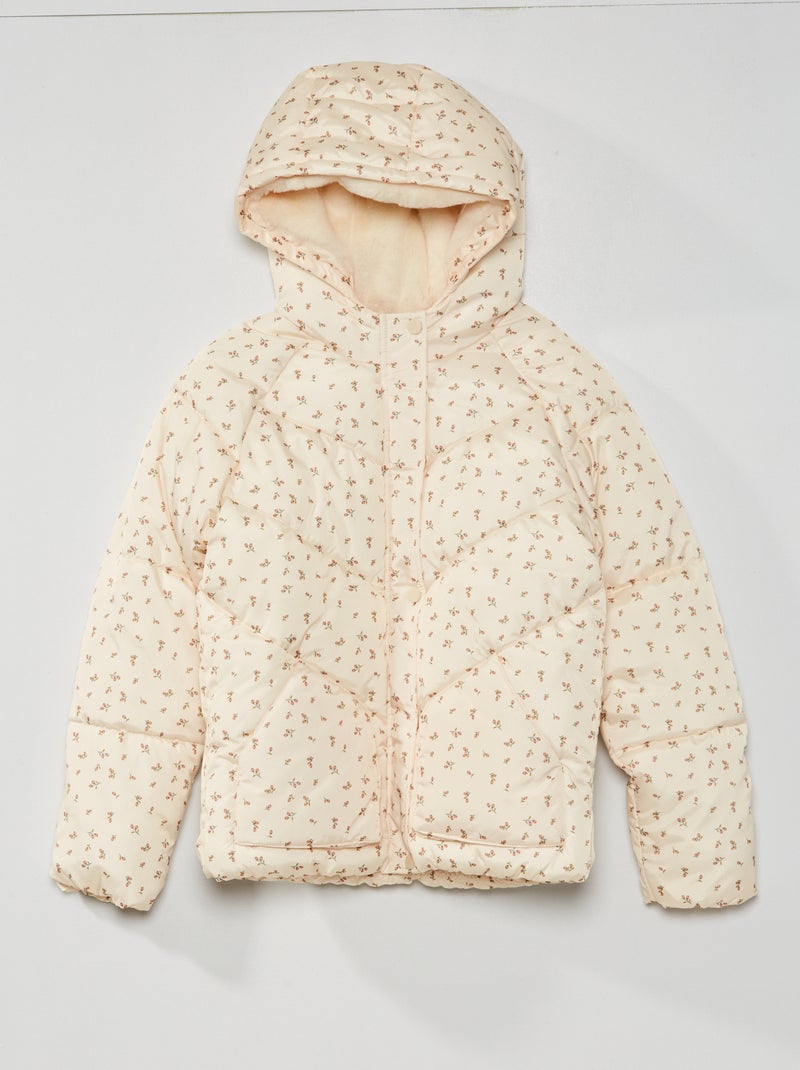 Blusão de penas estampado com forro polar BRANCO - Kiabi