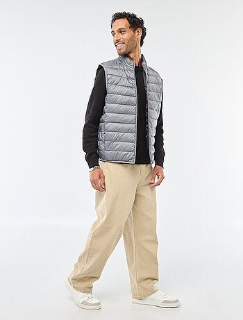 Blusão de penas impermeável sem mangas liso