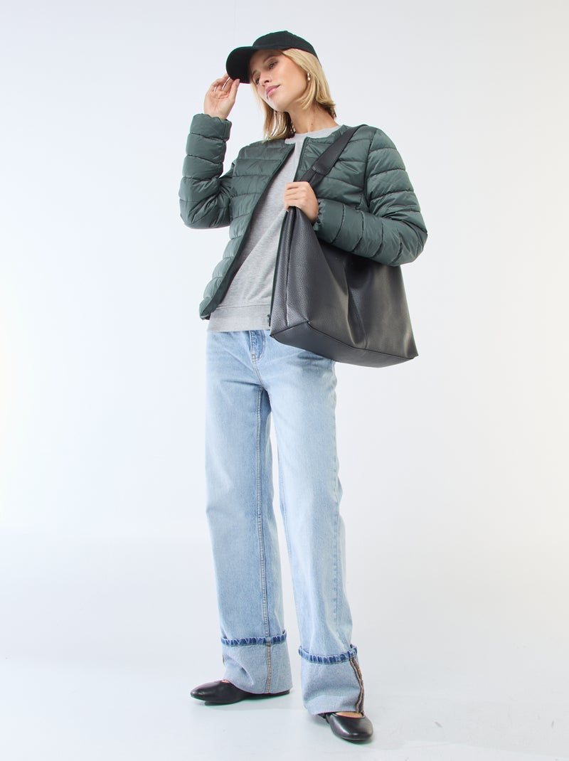 Blusão de penas leve acolchoado e impermeável Caqui - Kiabi