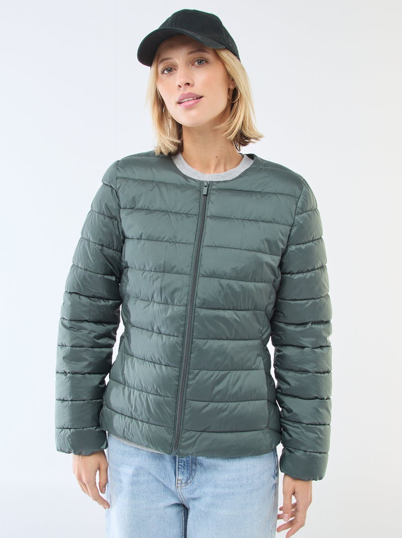 Blusão de penas leve acolchoado e impermeável Caqui - Kiabi