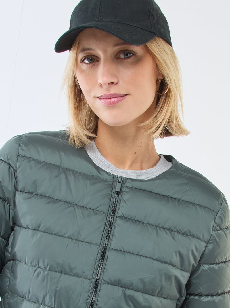 Blusão de penas leve acolchoado e impermeável Caqui - Kiabi