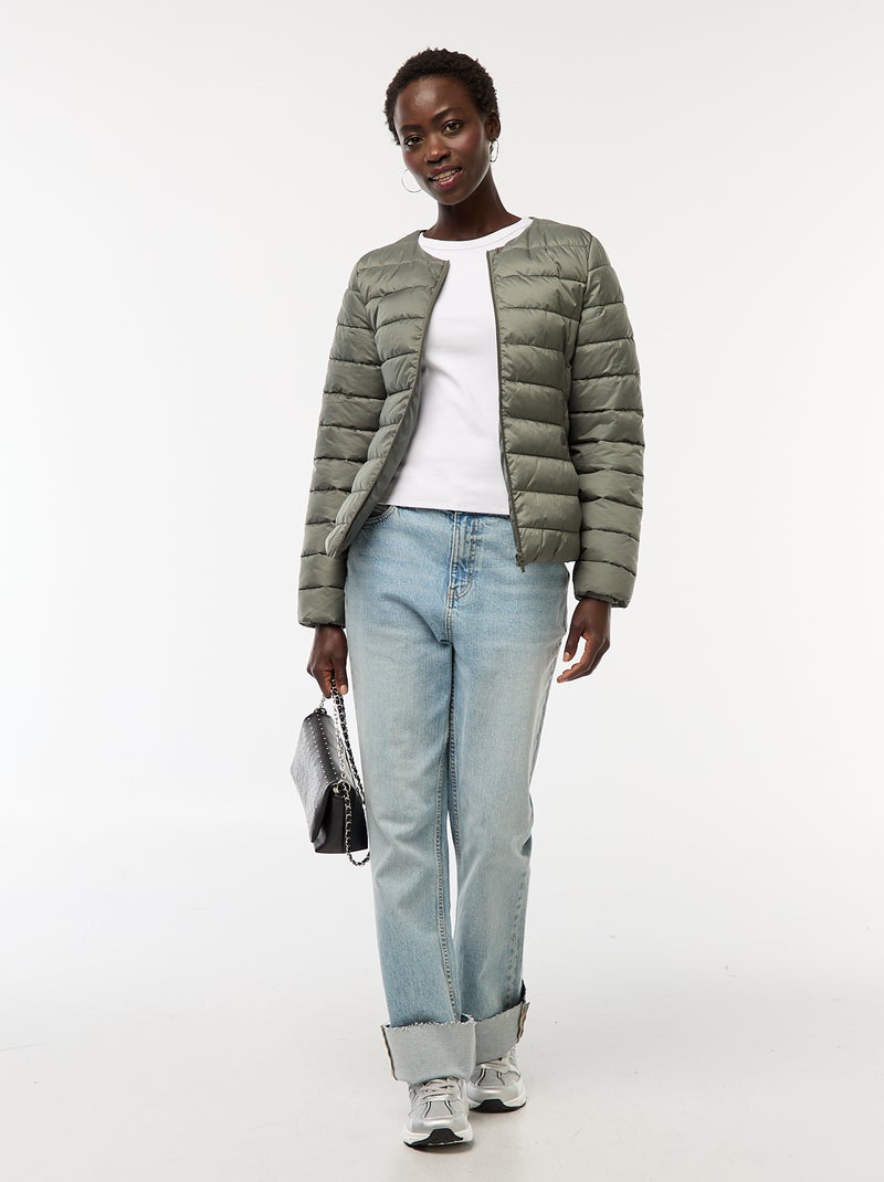 Blusão de penas leve acolchoado e impermeável Verde - Kiabi