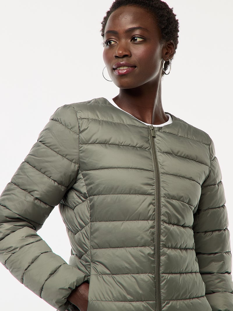 Blusão de penas leve acolchoado e impermeável Verde - Kiabi