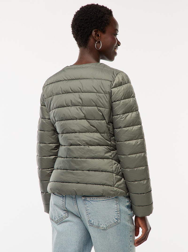 Blusão de penas leve acolchoado e impermeável Verde - Kiabi